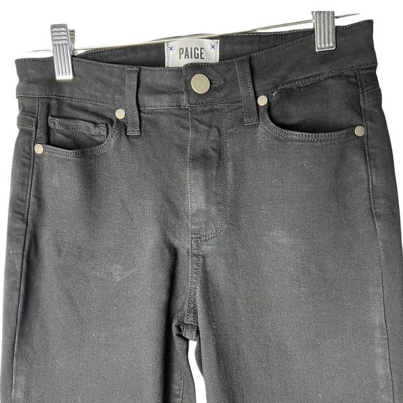 PAIGE Jeans Black Elaine High Rise Denim Raw Hem Jeans Size 25 - Picture 3 of 17